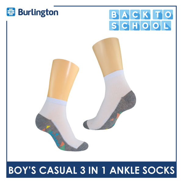 Burlington Boy's Cotton Thin Casual Ankle Socks 3 pairs in a pack BBCKG72