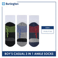 Burlington Boy's Cotton Thin Casual Ankle Socks 3 pairs in a pack BBCKG73