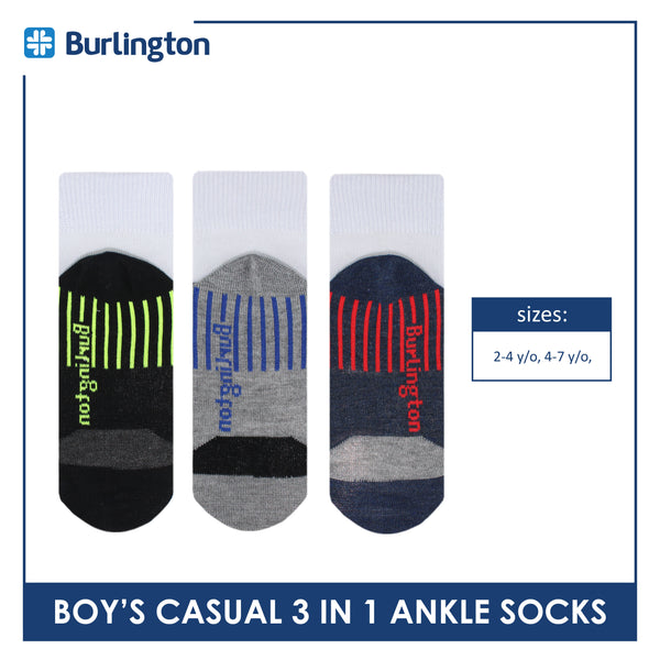 Burlington Boy's Cotton Thin Casual Ankle Socks 3 pairs in a pack BBCKG73