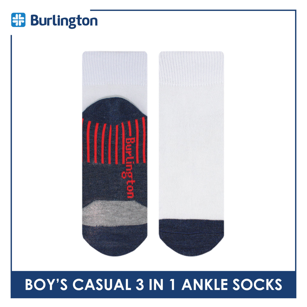Burlington Boy's Cotton Thin Casual Ankle Socks 3 pairs in a pack BBCKG73