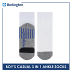 Burlington Boy's Cotton Thin Casual Ankle Socks 3 pairs in a pack BBCKG73