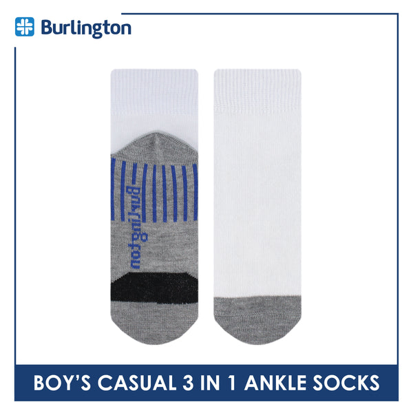 Burlington Boy's Cotton Thin Casual Ankle Socks 3 pairs in a pack BBCKG73