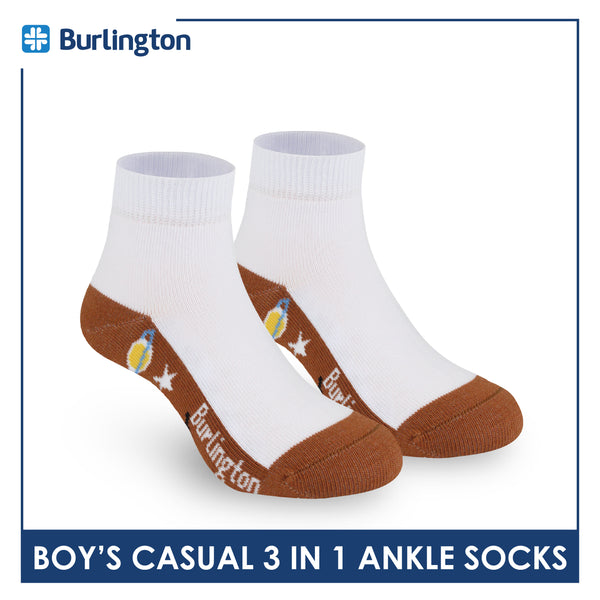 Burlington Boys’ Cotton Lite Casual Ankle Socks 3 pairs in 1 pack BBCKG74