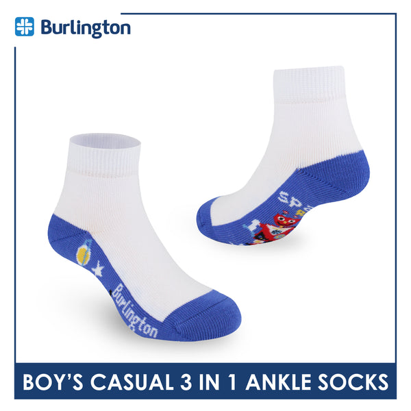 Burlington Boys’ Cotton Lite Casual Ankle Socks 3 pairs in 1 pack BBCKG74