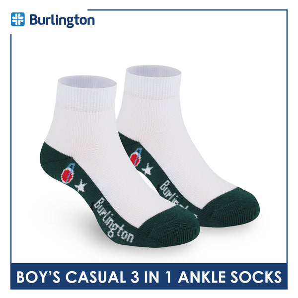 Burlington Boys’ Cotton Lite Casual Ankle Socks 3 pairs in 1 pack BBCKG74