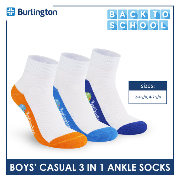 Burlington Boys’ Cotton Lite Casual Ankle Socks 3 pairs in 1 pack BBCKG75