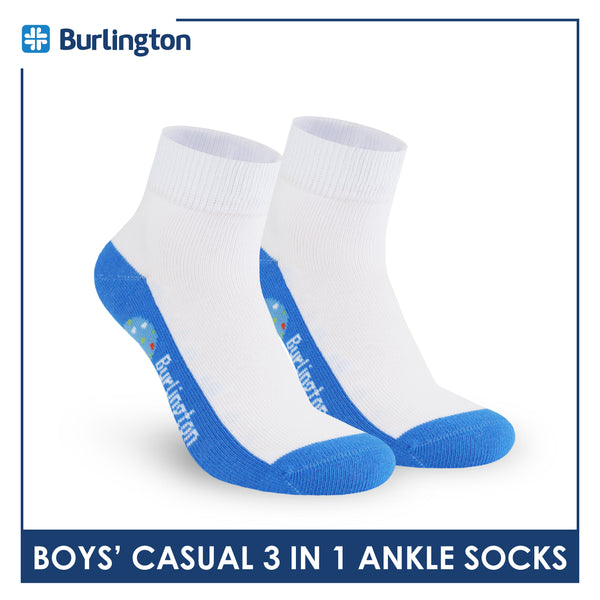 Burlington Boys’ Cotton Lite Casual Ankle Socks 3 pairs in 1 pack BBCKG75