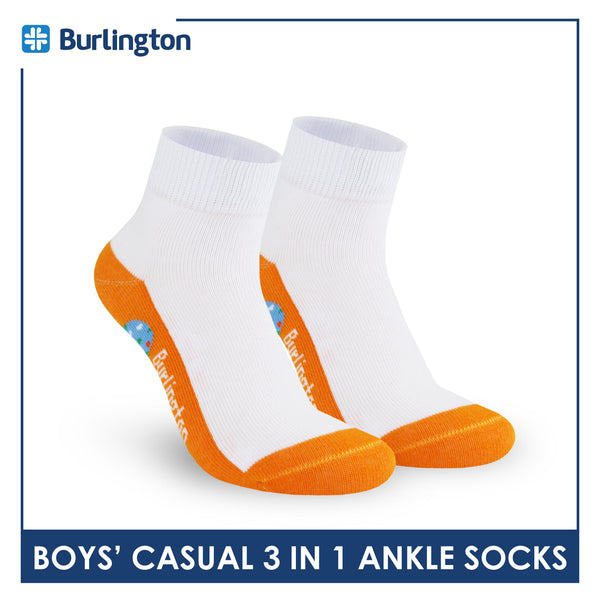 Burlington Boys’ Cotton Lite Casual Ankle Socks 3 pairs in 1 pack BBCKG75