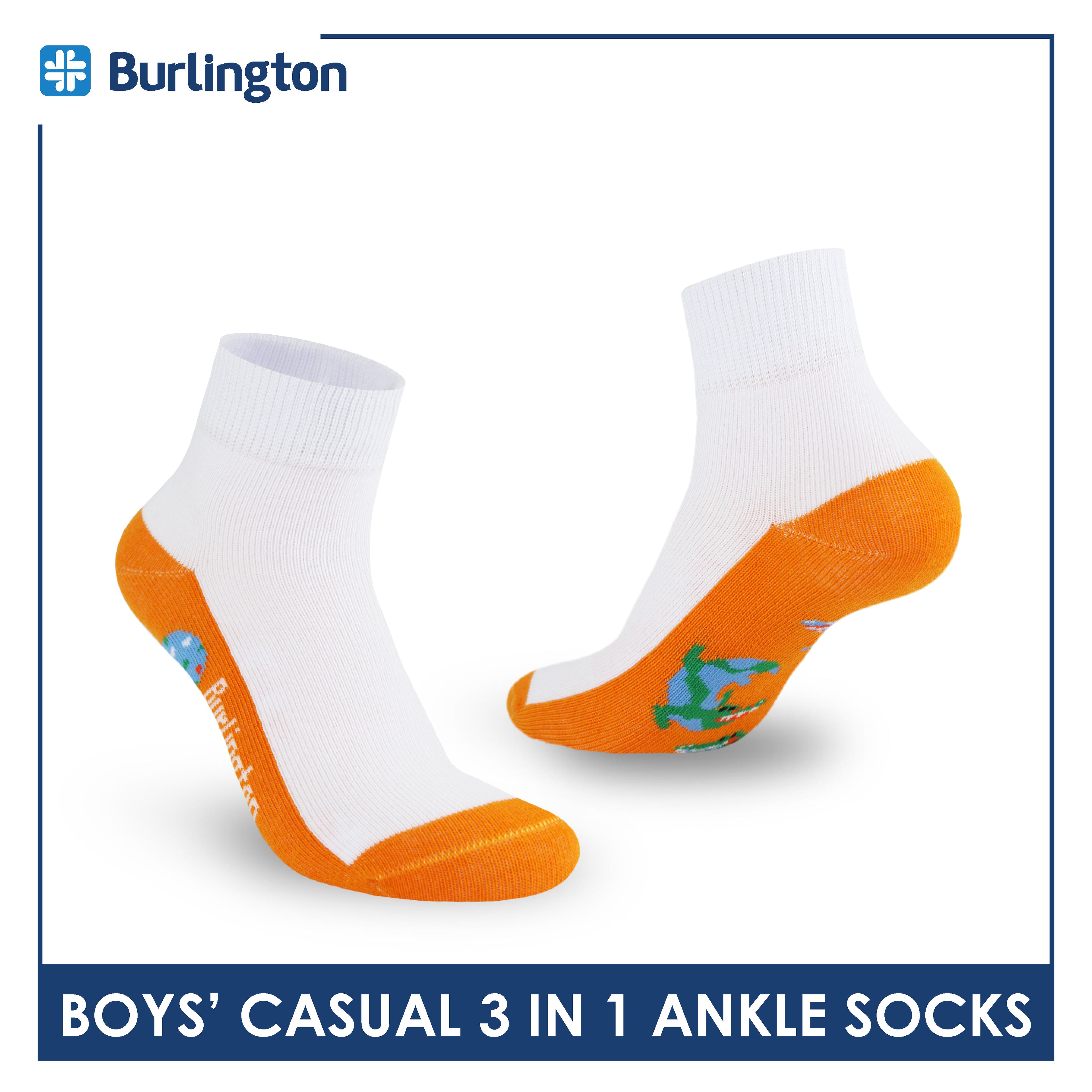 Burlington Boys’ Cotton Lite Casual Ankle Socks 3 pairs in 1 pack BBCKG75