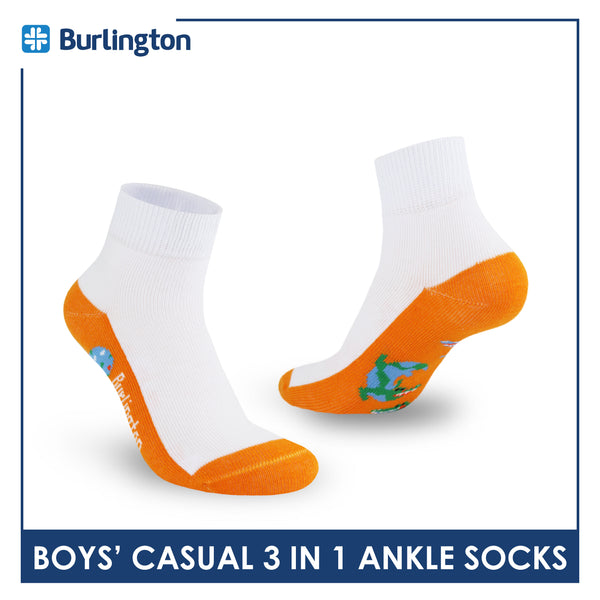 Burlington Boys’ Cotton Lite Casual Ankle Socks 3 pairs in 1 pack BBCKG75