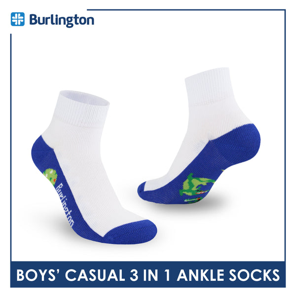 Burlington Boys’ Cotton Lite Casual Ankle Socks 3 pairs in 1 pack BBCKG75