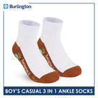 Burlington Boys’ Cotton Lite Casual Ankle Socks 3 pairs in 1 pack BBCKG76
