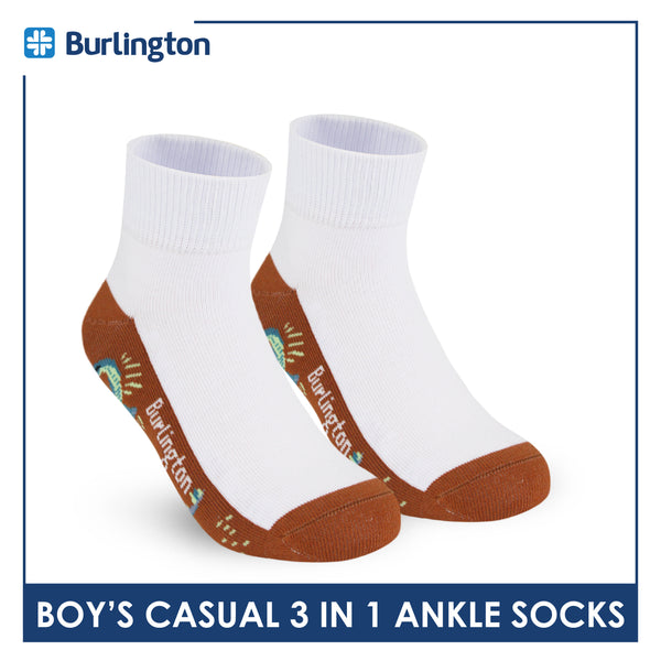 Burlington Boys’ Cotton Lite Casual Ankle Socks 3 pairs in 1 pack BBCKG76