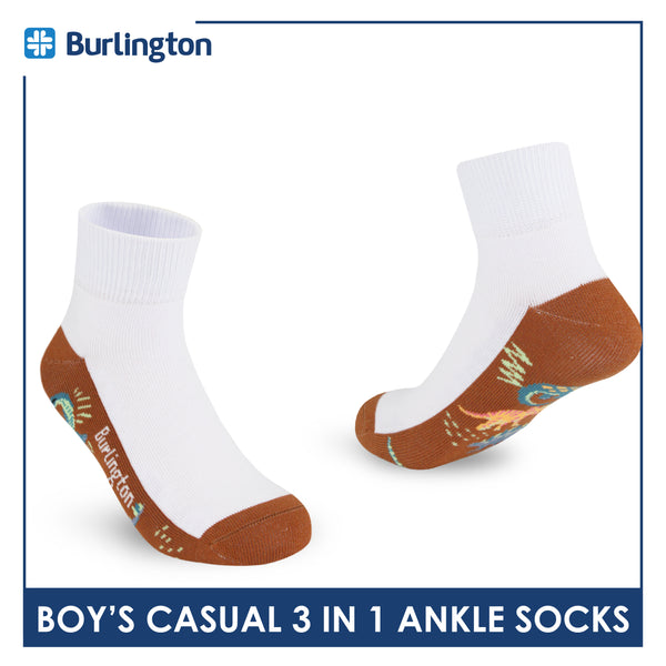 Burlington Boys’ Cotton Lite Casual Ankle Socks 3 pairs in 1 pack BBCKG76