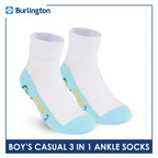Burlington Boys’ Cotton Lite Casual Ankle Socks 3 pairs in 1 pack BBCKG76