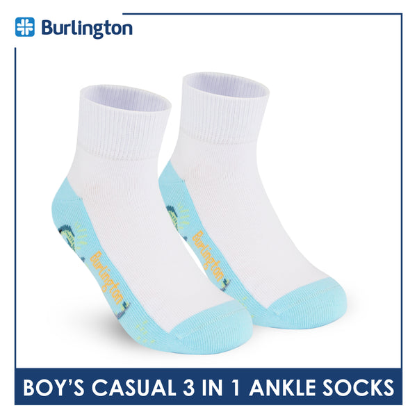 Burlington Boys’ Cotton Lite Casual Ankle Socks 3 pairs in 1 pack BBCKG76