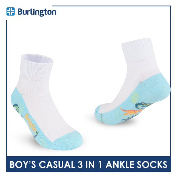 Burlington Boys’ Cotton Lite Casual Ankle Socks 3 pairs in 1 pack BBCKG76