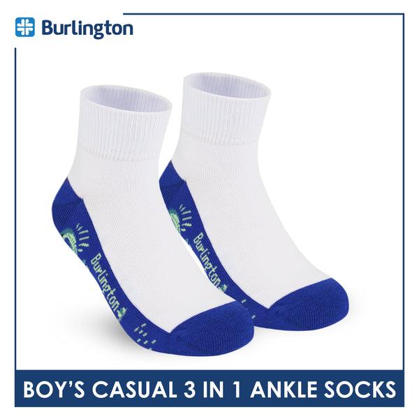 Burlington Boys’ Cotton Lite Casual Ankle Socks 3 pairs in 1 pack BBCKG76