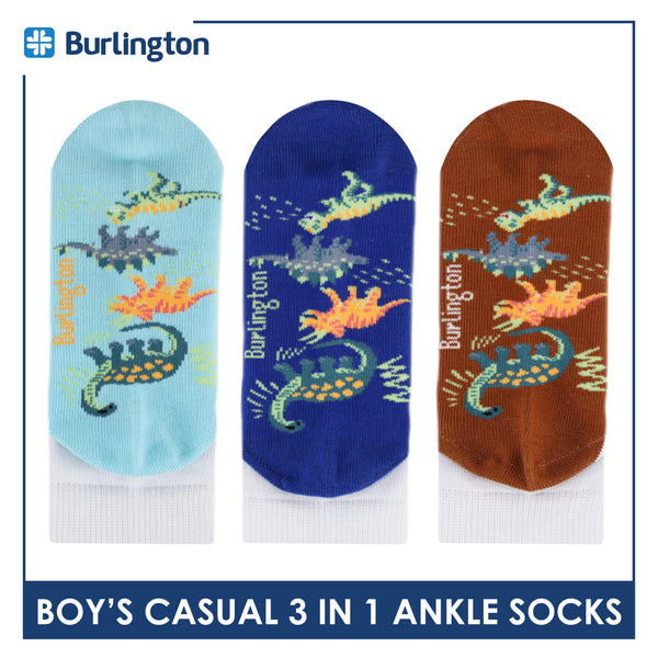 Burlington Boys’ Cotton Lite Casual Ankle Socks 3 pairs in 1 pack BBCKG76