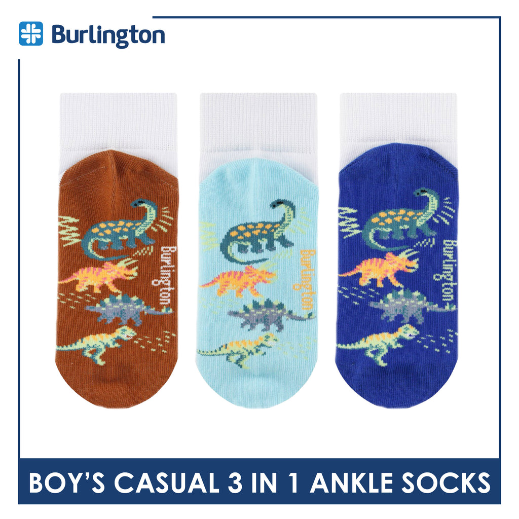 Burlington Boys’ Cotton Lite Casual Ankle Socks 3 pairs in 1 pack BBCKG76