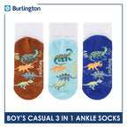 Burlington Boys’ Cotton Lite Casual Ankle Socks 3 pairs in 1 pack BBCKG76