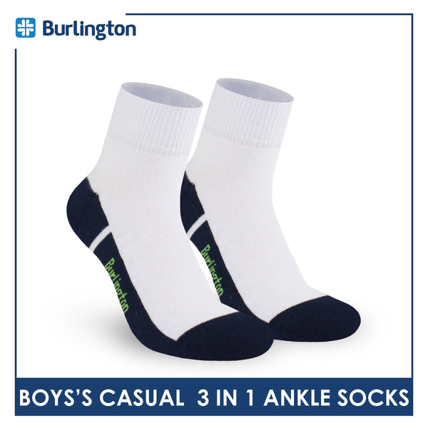 Burlington Boys’ Cotton Lite Casual Ankle Socks 3 pairs in 1 pack BBCKG77