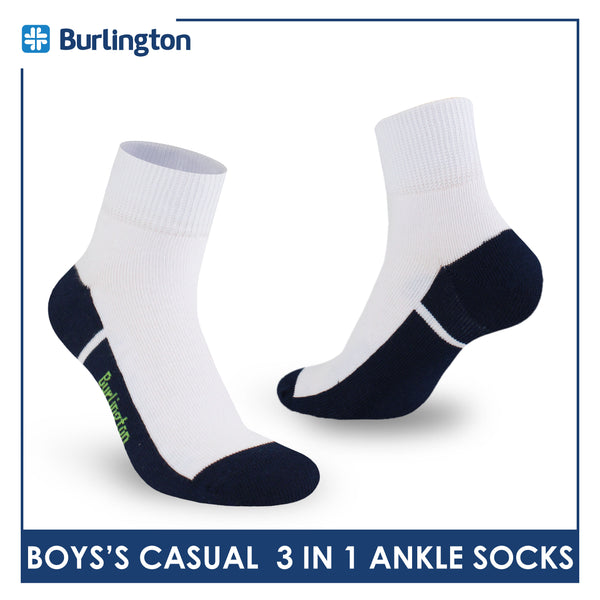 Burlington Boys’ Cotton Lite Casual Ankle Socks 3 pairs in 1 pack BBCKG77