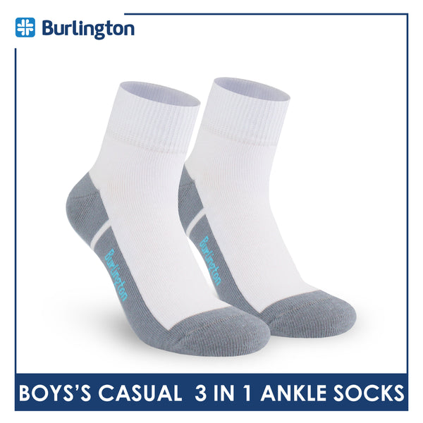 Burlington Boys’ Cotton Lite Casual Ankle Socks 3 pairs in 1 pack BBCKG77