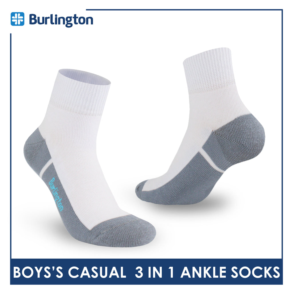 Burlington Boys’ Cotton Lite Casual Ankle Socks 3 pairs in 1 pack BBCKG77