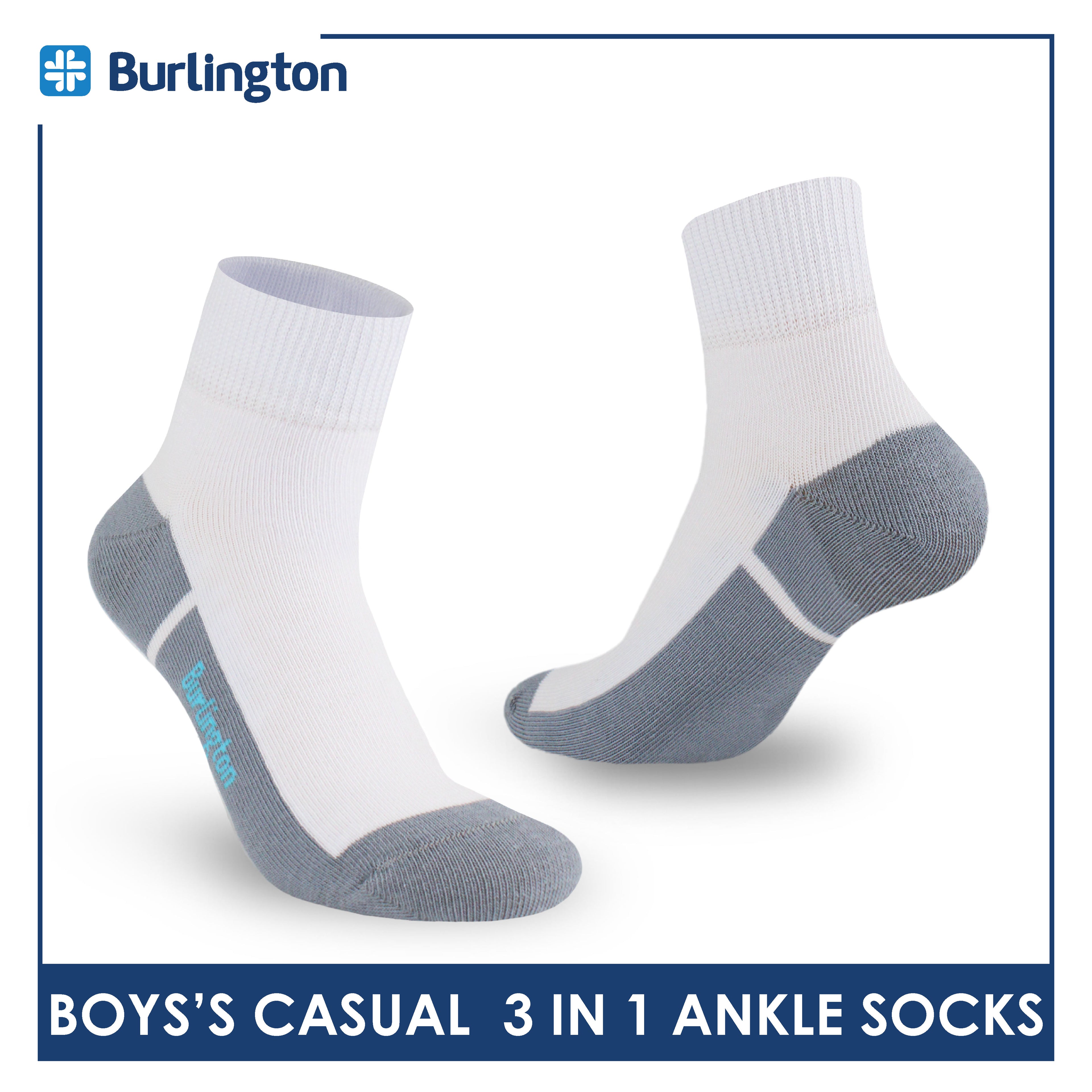 Burlington Boys’ Cotton Lite Casual Ankle Socks 3 pairs in 1 pack BBCKG77