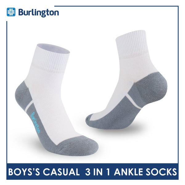 Burlington Boys’ Cotton Lite Casual Ankle Socks 3 pairs in 1 pack BBCKG77