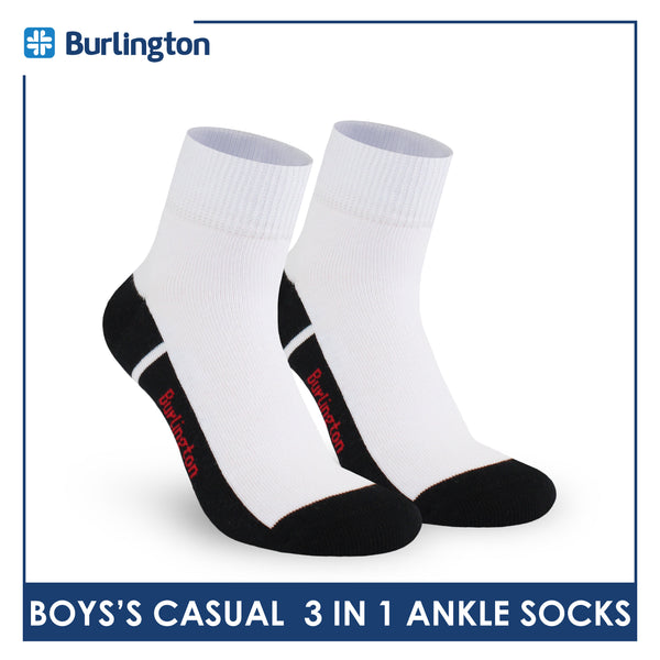 Burlington Boys’ Cotton Lite Casual Ankle Socks 3 pairs in 1 pack BBCKG77