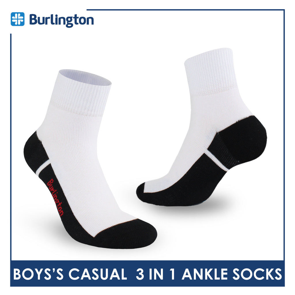 Burlington Boys’ Cotton Lite Casual Ankle Socks 3 pairs in 1 pack BBCKG77