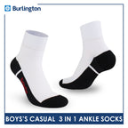 Burlington Boys’ Cotton Lite Casual Ankle Socks 3 pairs in 1 pack BBCKG77