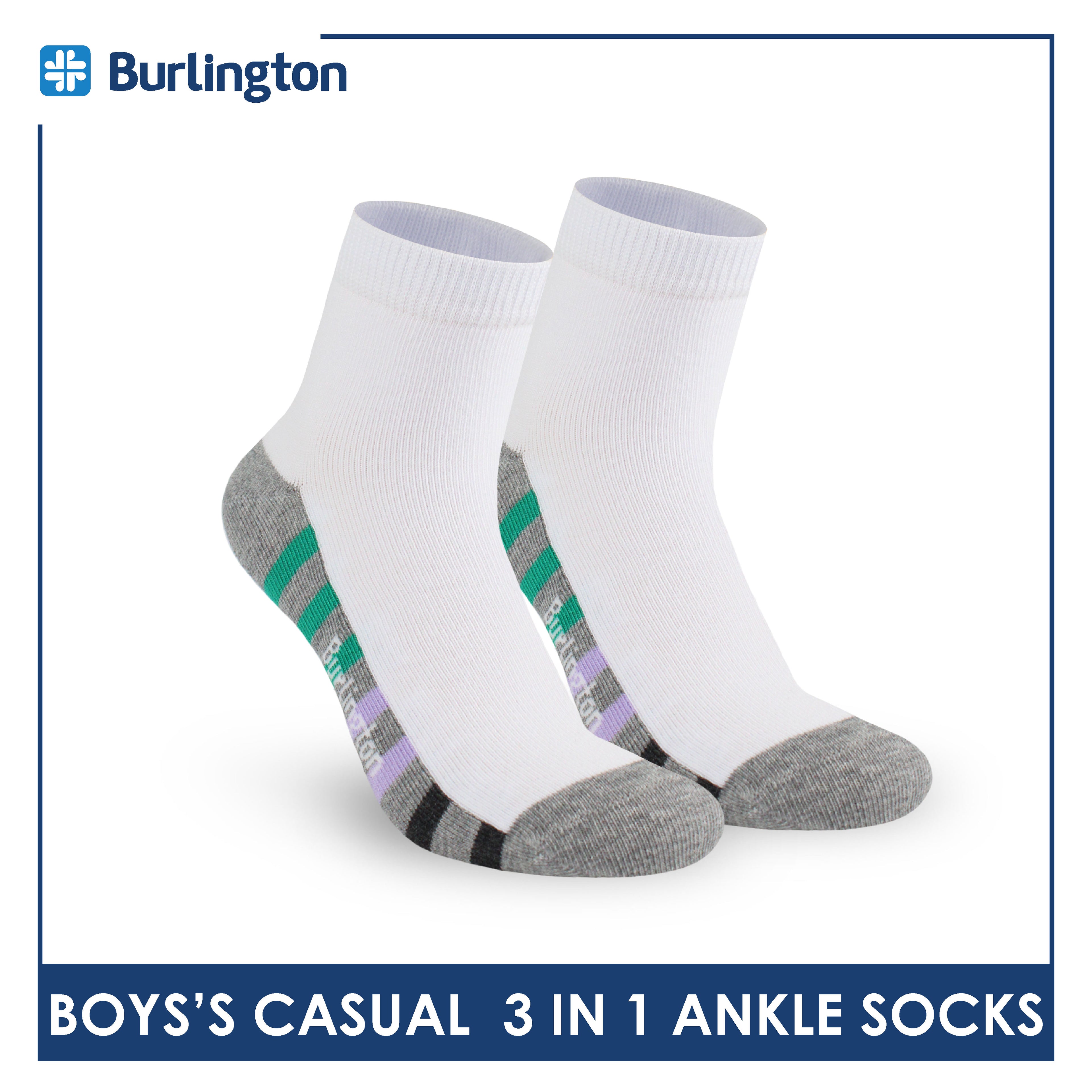 Burlington Boys’ Cotton Lite Casual Ankle Socks 3 pairs in 1 pack BBCKG78