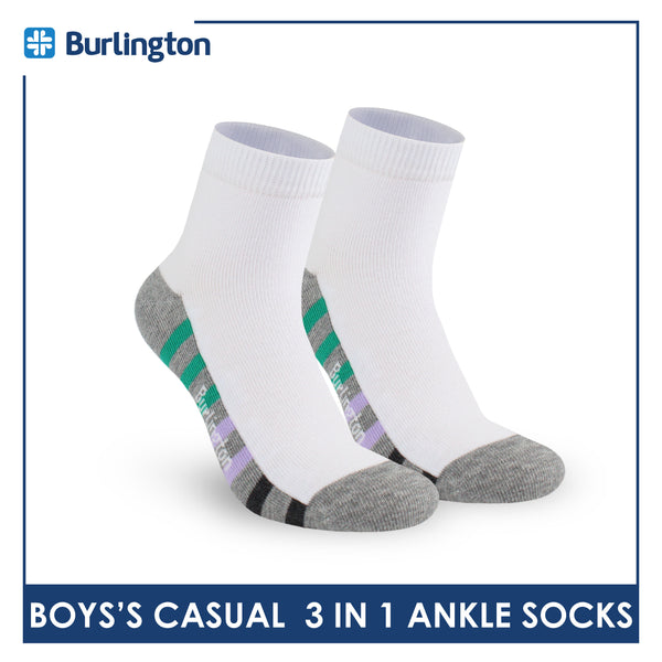 Burlington Boys’ Cotton Lite Casual Ankle Socks 3 pairs in 1 pack BBCKG78