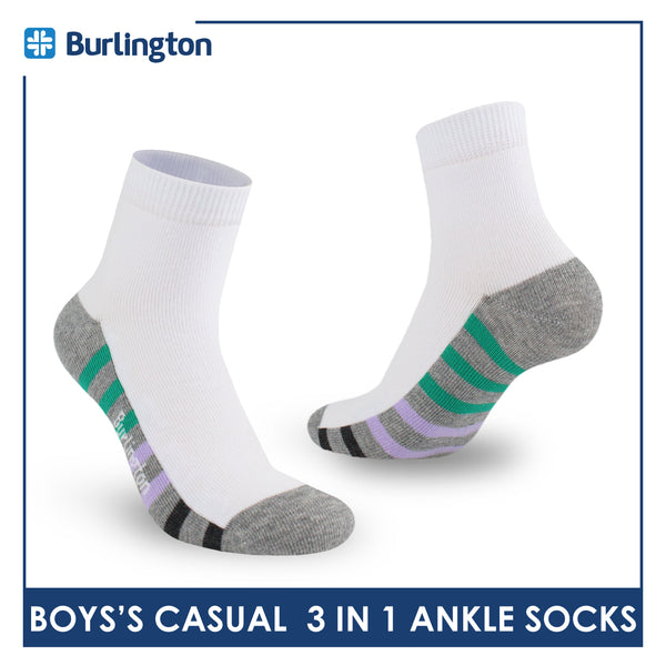 Burlington Boys’ Cotton Lite Casual Ankle Socks 3 pairs in 1 pack BBCKG78