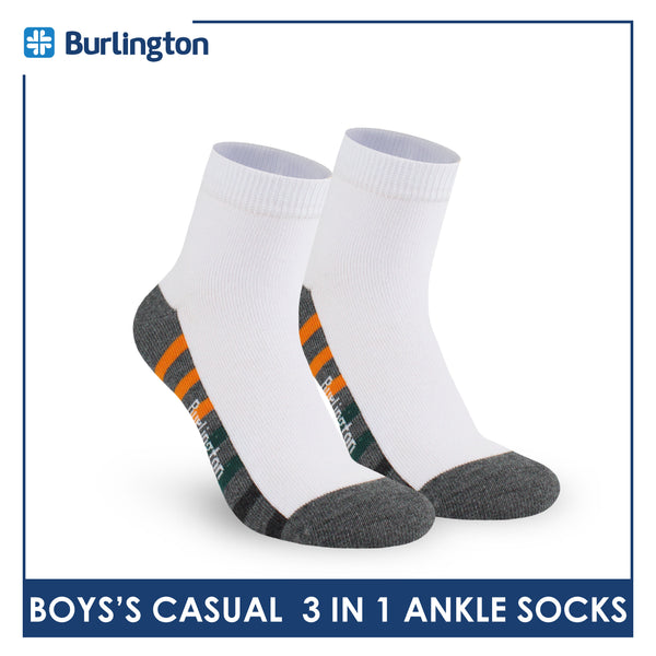 Burlington Boys’ Cotton Lite Casual Ankle Socks 3 pairs in 1 pack BBCKG78