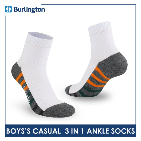 Burlington Boys’ Cotton Lite Casual Ankle Socks 3 pairs in 1 pack BBCKG78