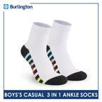 Burlington Boys’ Cotton Lite Casual Ankle Socks 3 pairs in 1 pack BBCKG78
