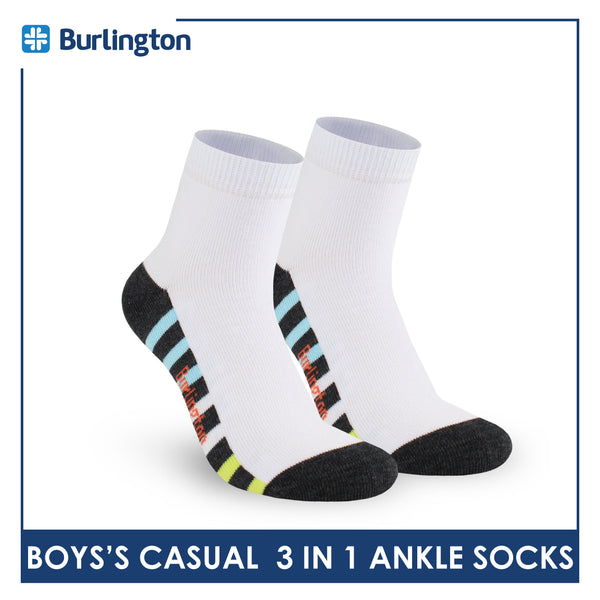 Burlington Boys’ Cotton Lite Casual Ankle Socks 3 pairs in 1 pack BBCKG78