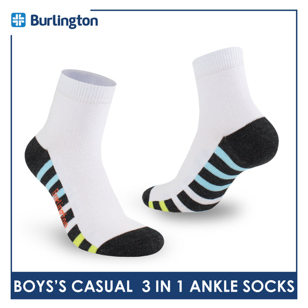 Burlington Boys’ Cotton Lite Casual Ankle Socks 3 pairs in 1 pack BBCKG78