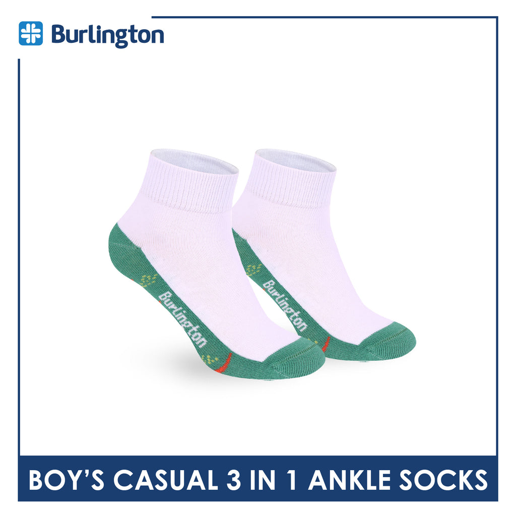 Burlington Boys’ Cotton Casual Ankle Socks 3 pairs in 1 pack BBCKG81