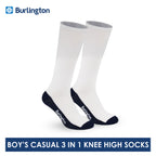 Burlington Boys’ Children Cotton Lite Thin Casual Knee High Socks 3 pairs in a pack BBHKG3