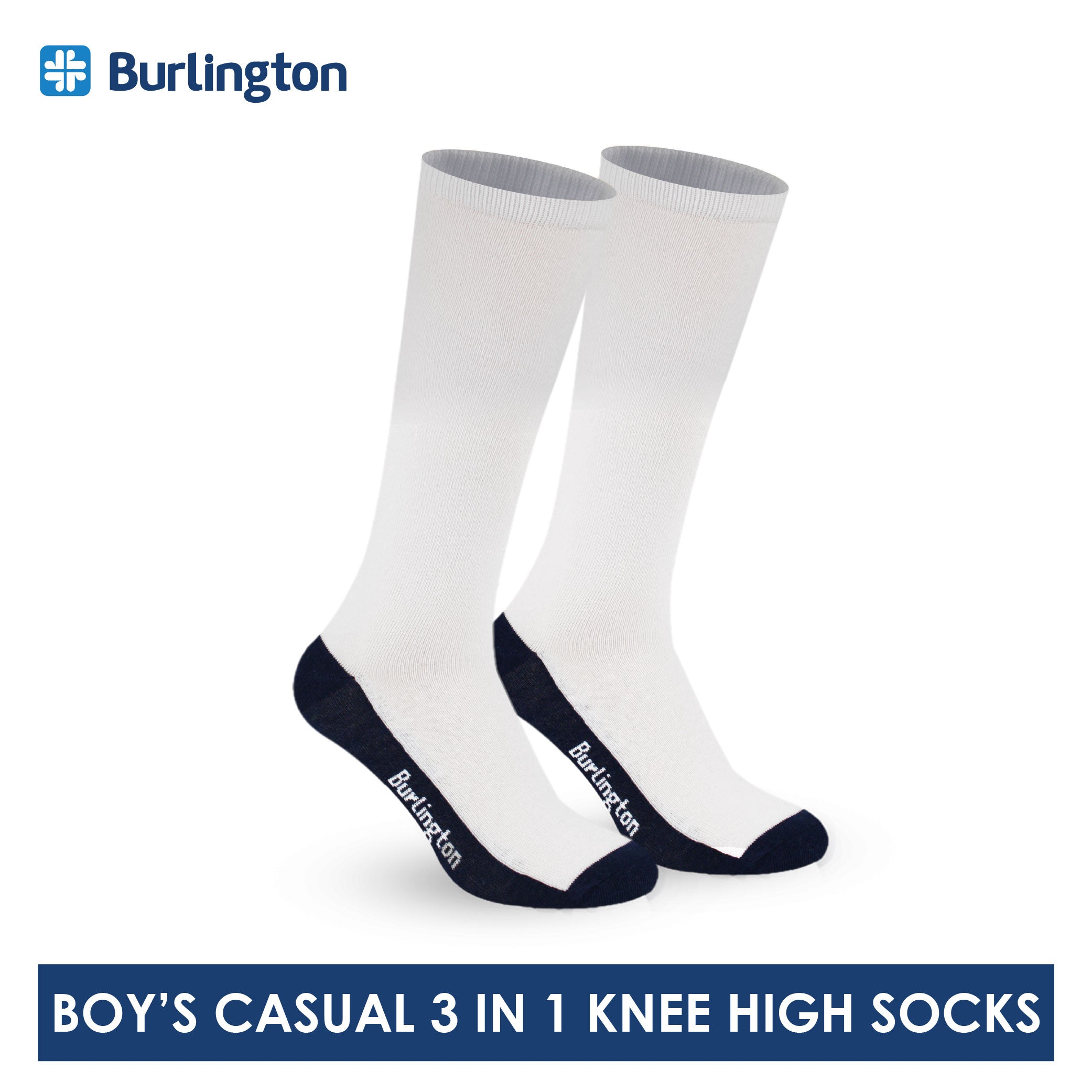 Burlington Boys’ Children Cotton Lite Thin Casual Knee High Socks 3 pairs in a pack BBHKG3
