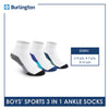 Burlington Boys’ Cotton Thick Sports Ankle Socks 3 pairs in a pack BBSKG28