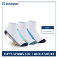 Burlington Boys’ Cotton Thick Sports Ankle Socks 3 pairs in a pack BBSKG30