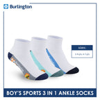 Burlington Boys’ Cotton Thick Sports Ankle Socks 3 pairs in a pack BBSKG30