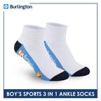 Burlington Boys’ Cotton Thick Sports Ankle Socks 3 pairs in a pack BBSKG30