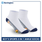 Burlington Boys’ Cotton Thick Sports Ankle Socks 3 pairs in a pack BBSKG30